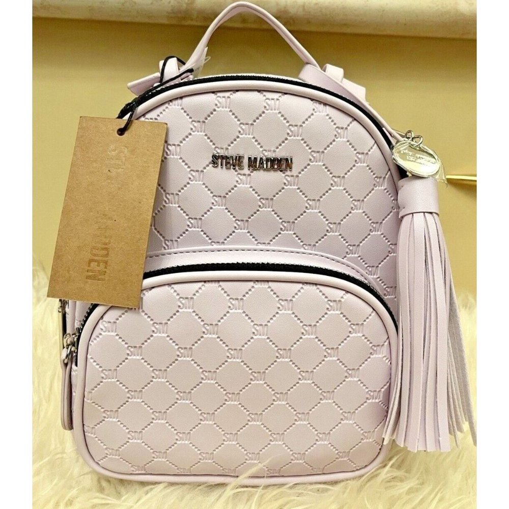 NWT STEVE MADDEN BBLOGO MINI BACKPACK LILAC FOG VEGAN VIRAL TIKTOK TRENDY - Picture 1 of 7